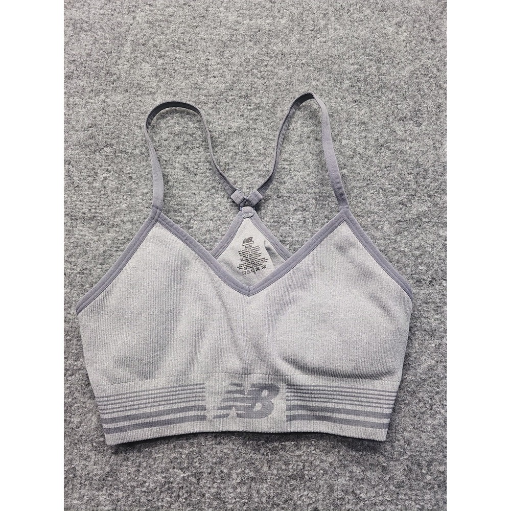 New Balance Gray Seamless Racerback Sports Bra Size Medium" Adjustable Athletic